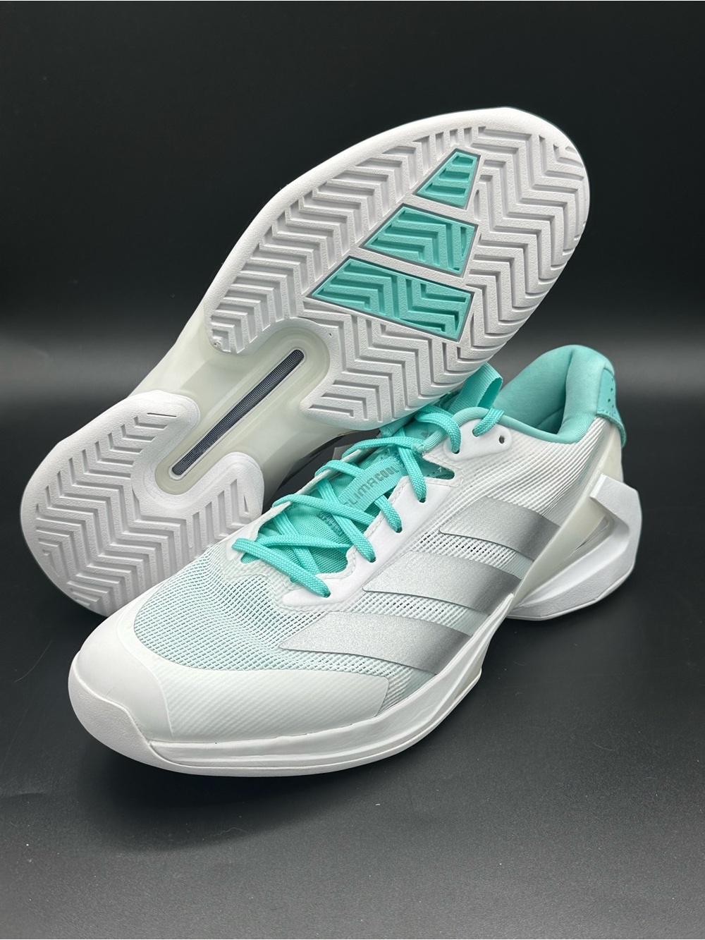 Adidas Adizero Ubersonic Women Tennis Shoes White Silver JQ6352 Size 10 New